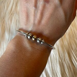 Elegant Sterling Silver and Gold Beaded Bracelet